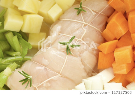 Preparation for stewed chicken breast 117327503
