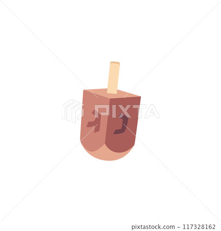Hanukkah dreidel vector icon, wooden toy spinning top with symbolic letters on four sides, Jewish holiday game accessory Hanukkah dreidel vector icon, wooden toy spinning top with symbolic letters on four sides, Jewish holiday game accessory 117328162