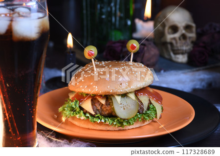 Halloween Monster Burger 117328689