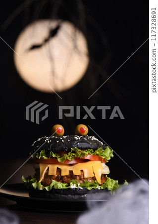 Halloween Monster black burger 117328691