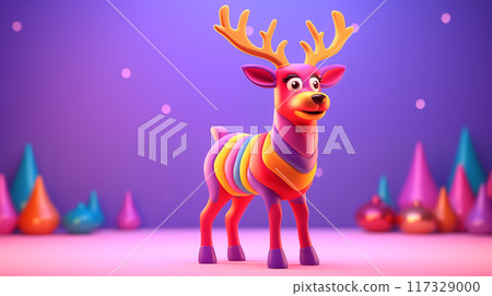 卡通3D驯鹿插画图片 117329000
