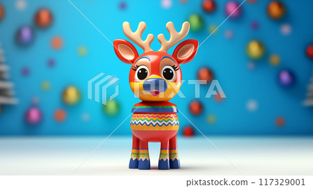 卡通3D驯鹿插画图片 117329001