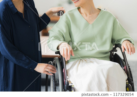 老人和照顧他們的家人的照片 117329054