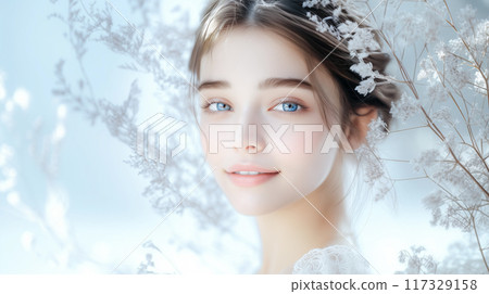 皮膚發光的女人的微笑 117329158