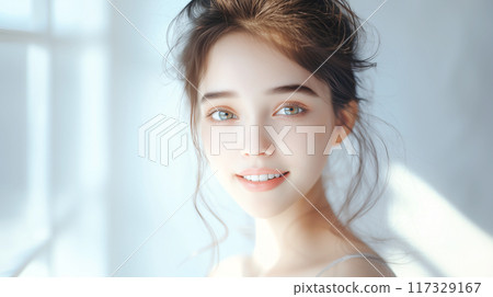 皮膚發光的女人的微笑 117329167