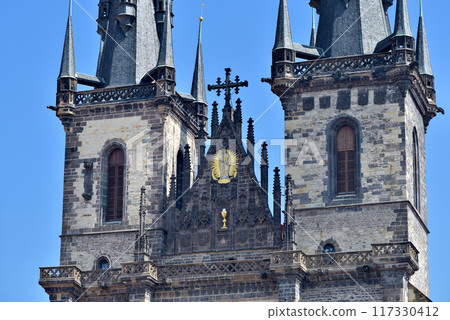 Gothic Church of the Mother of God before Tyn, popular tourist destination at the Old Town square in Prague, capital of Czech Republic Gothic Church of the Mother of God before Tyn, popular tourist destination at the Old Town square in Prague, capital of Czech Republic 117330412
