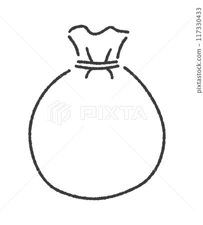 Plain bag tied with a string - Hand-drawn simple and stylish drawstring bag or plastic bag image material Plain bag tied with a string - Hand-drawn simple and stylish drawstring bag or plastic bag image material 117330433