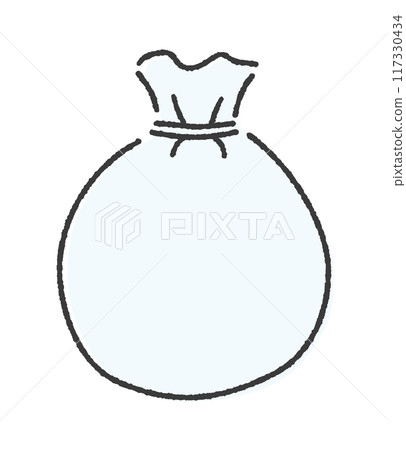 Transparent/semi-transparent plain bags tied with string - Hand-drawn simple and stylish images of garbage bags or plastic bags Transparent/semi-transparent plain bags tied with string - Hand-drawn simple and stylish images of garbage bags or plastic bags 117330434