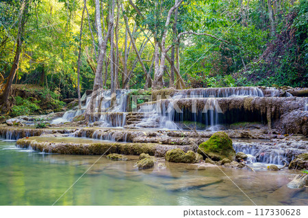 wonder Waterfall in deep rain forest jungle (Huay Mae Kamin Waterfall National Park in Kanchanaburi Province, Thailand) wonder Waterfall in deep rain forest jungle (Huay Mae Kamin Waterfall National Park in Kanchanaburi Province, Thailand) 117330628
