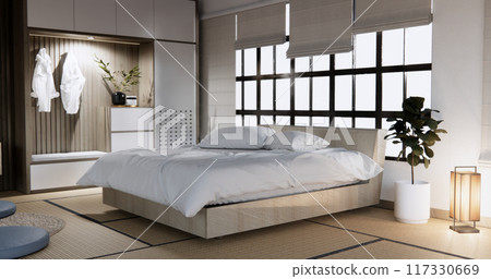 Modern Bedroom design with decoration at room modern japan style. Modern Bedroom design with decoration at room modern japan style. 117330669