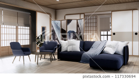 Minimal sofa armchair on interior design modern living room  contemporary style. 117330694