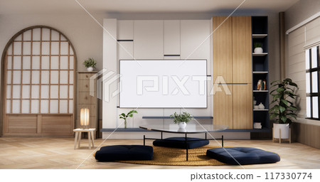 japan low table and pillow in modern living room colorful style. 117330774