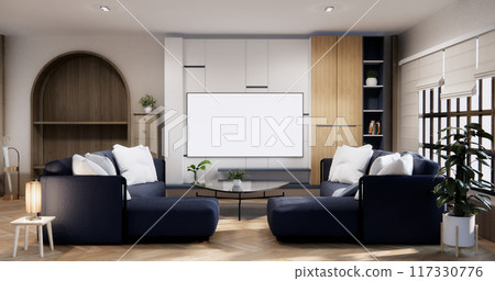 Minimal sofa armchair on interior design modern living room  contemporary style. 117330776