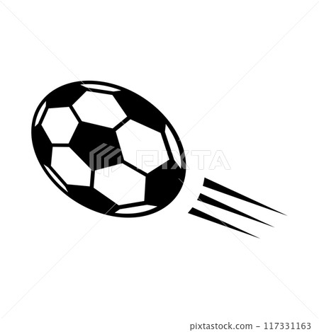 Strong soccer ball shot. Vector. 117331163