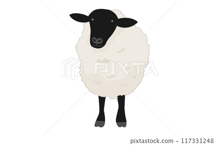 Front view illustration of a Suffolk sheep 117331248