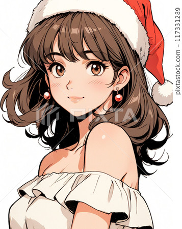 Retro cute girl in Santa Claus costume 117331289