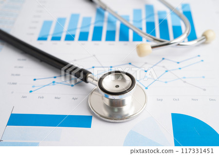Stethoscope on spreadsheet and graph paper, Finance, Account, Statistics, Investment, Analytic research data economy and Business company concept. Stethoscope on spreadsheet and graph paper, Finance, Account, Statistics, Investment, Analytic research data economy and Business company concept. 117331451