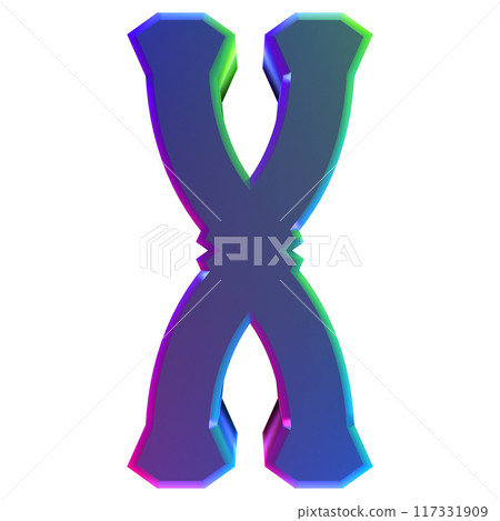 3D rendered illustration. Individual decorative letter. Custom art font. 3D rendered illustration. Individual decorative letter. Custom art font. 117331909