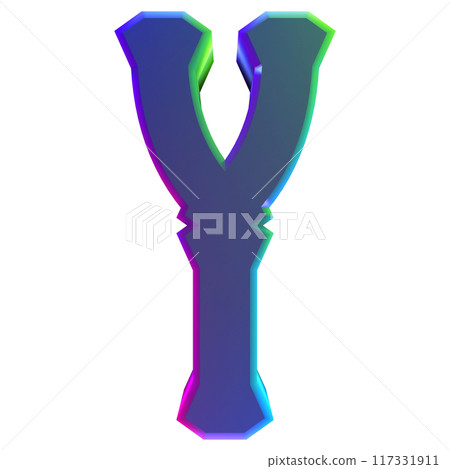 3D rendered illustration. Individual decorative letter. Custom art font. 3D rendered illustration. Individual decorative letter. Custom art font. 117331911