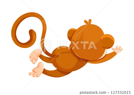 Cute Playful Monkey Character with Long Tail Jump Vector Illustration Cute Playful Monkey Character with Long Tail Jump Vector Illustration 117332015