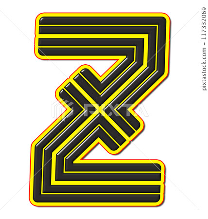 3D rendered illustration. Decorative letter. Custom art font. 3D rendered illustration. Decorative letter. Custom art font. 117332069