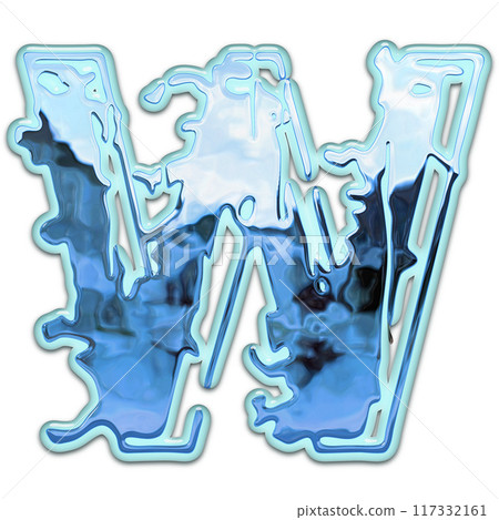 3D rendered illustration. Liquid metal under water surface. Individual design letter. Custom art font. 3D rendered illustration. Liquid metal under water surface. Individual design letter. Custom art font. 117332161