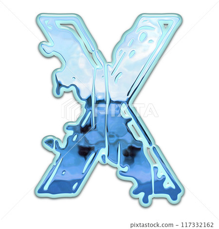 3D rendered illustration. Liquid metal under water surface. Individual design letter. Custom art font. 3D rendered illustration. Liquid metal under water surface. Individual design letter. Custom art font. 117332162