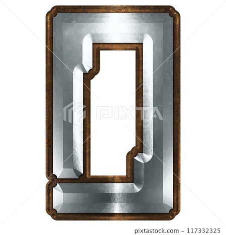 3D rendered illustration. Decorative metallic letter. Custom art font. 117332325