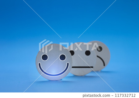 Users rate their service experience on the online application for a customer satisfaction survey concept. 117332712