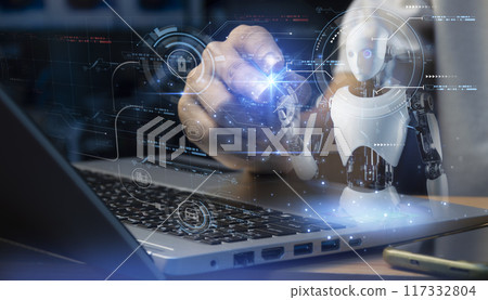 The concept of developing artificial intelligence and developing the world into the future,industry5.0 117332804