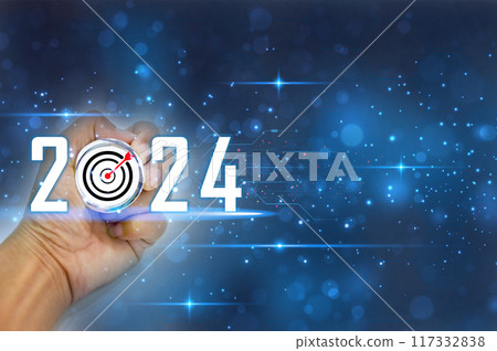 Business target trends for 2024. Analytical business people plan business growth. Digital Marketing Strategy, Profitable Revenue 117332838