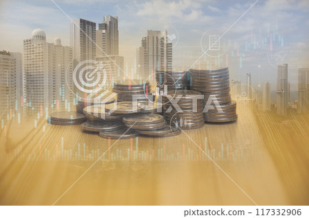Concepts of interest rates and dividends, investment growth percentages and deposit interest rates. 117332906