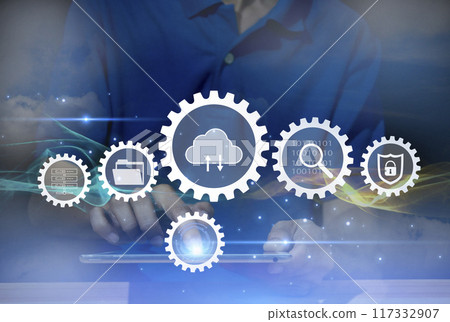 Cloud computing concept, digital network data connection technology Cloud computing concept, digital network data connection technology 117332907