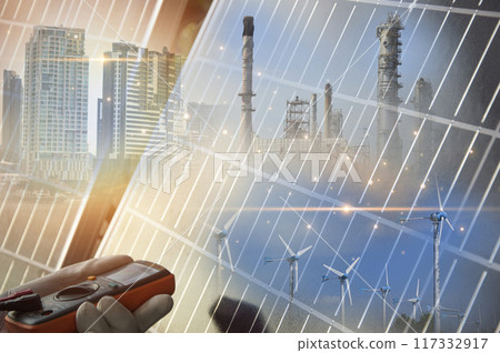 Clean energy concepts such as solar cells are being used more and more. 117332917