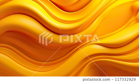 abstract yellow background, flowing and wave pattern, generative AI 117332929