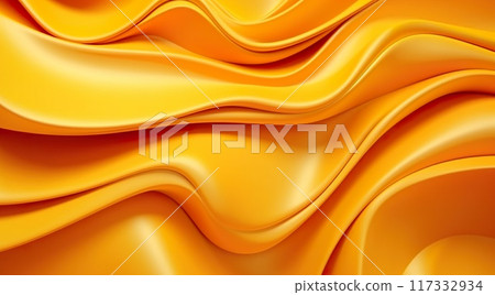 abstract yellow background, flowing and wave pattern, generative AI 117332934