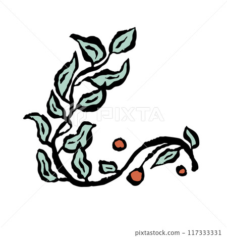 Inky abstract leaves sketch isolated on white Inky abstract leaves sketch isolated on white 117333331