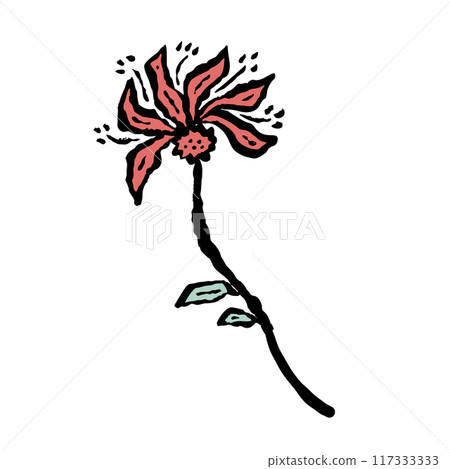 Inky abstract flower sketch isolated on white 117333333