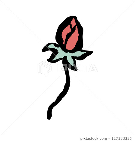 Inky abstract flower sketch isolated on white Inky abstract flower sketch isolated on white 117333335