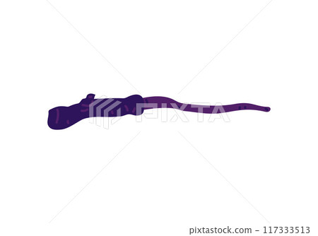 Dry tree branch flat vector icon, wooden leafless snag, empty purple stick, cartoon bare twig, wicca element 117333513