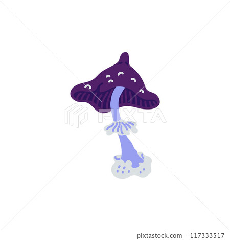 Isolated purple toadstool vector for alchemy, Wicca witchcraft. 117333517