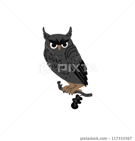 Vector illustration of an owl on a branch for magical projects. Vector illustration of an owl on a branch for magical projects. 117333567