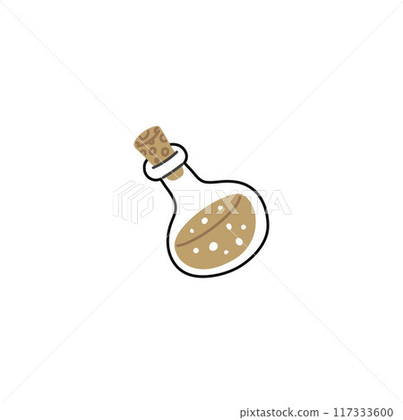 Vector illustration of a glass bottle of magic potion. Vector illustration of a glass bottle of magic potion. 117333600