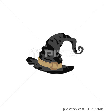 Witch hat with buckle for Wicca, vector icon on isolated background. Witch hat with buckle for Wicca, vector icon on isolated background. 117333604