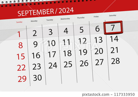 Calendar 2024, deadline, day, month, page, organizer, date, September, saturday, number 7 117333950