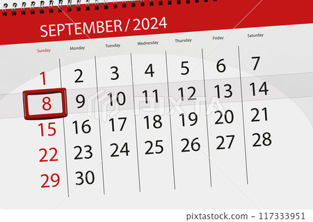 Calendar 2024, deadline, day, month, page, organizer, date, September, sunday, number 8 Calendar 2024, deadline, day, month, page, organizer, date, September, sunday, number 8 117333951