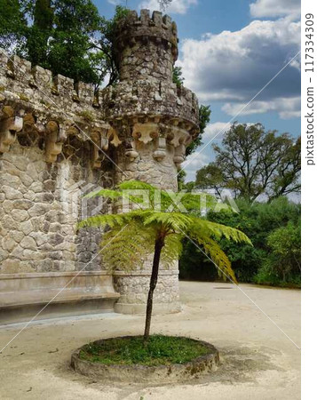Aerial view of Sao Jorge castle or St. George castle at Lisbon city, Portugal. 117334309