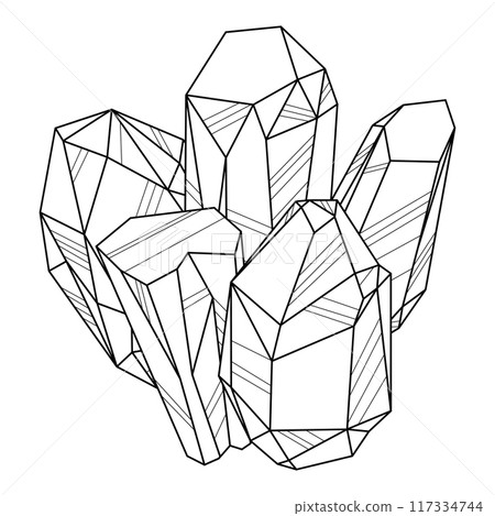 Illustration of crystals or minerals. Jewelry precious gem stone. 117334744