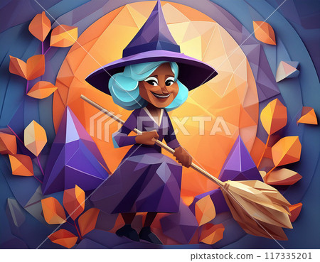 Spooky Halloween Witch Illustration: Eerie and Creepy Art for Festive Decor and Design 117335201
