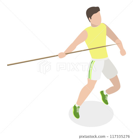 3D Isometric Flat Vector Set of a Character Javeling Throwing, Sports Activity. Item 2 3D Isometric Flat Vector Set of a Character Javeling Throwing, Sports Activity. Item 2 117335276
